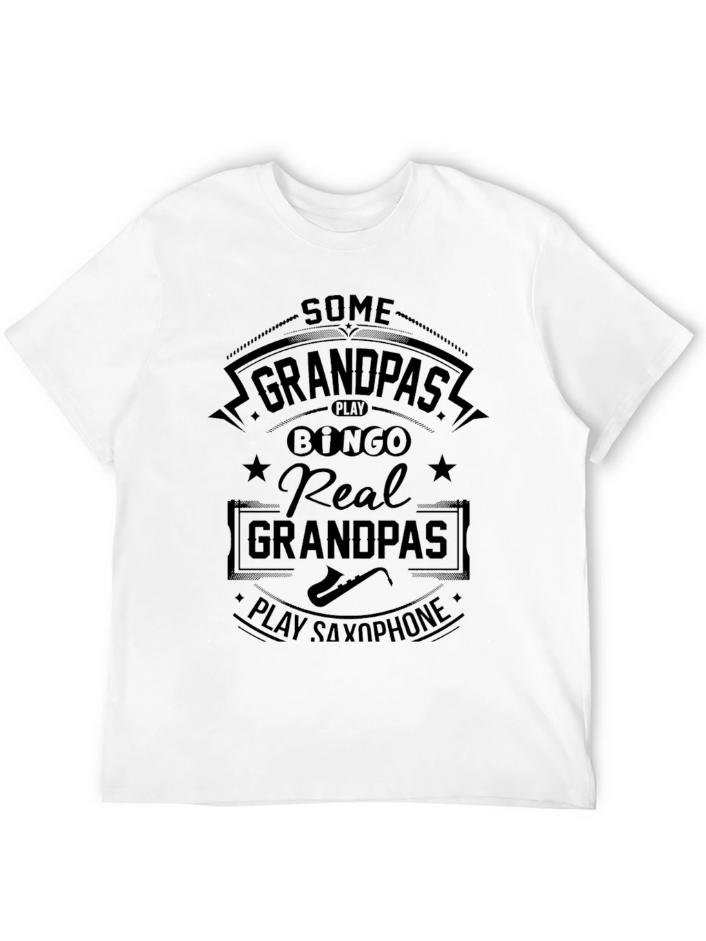 Real Grandpas Play Saxophone Black T-Shirt