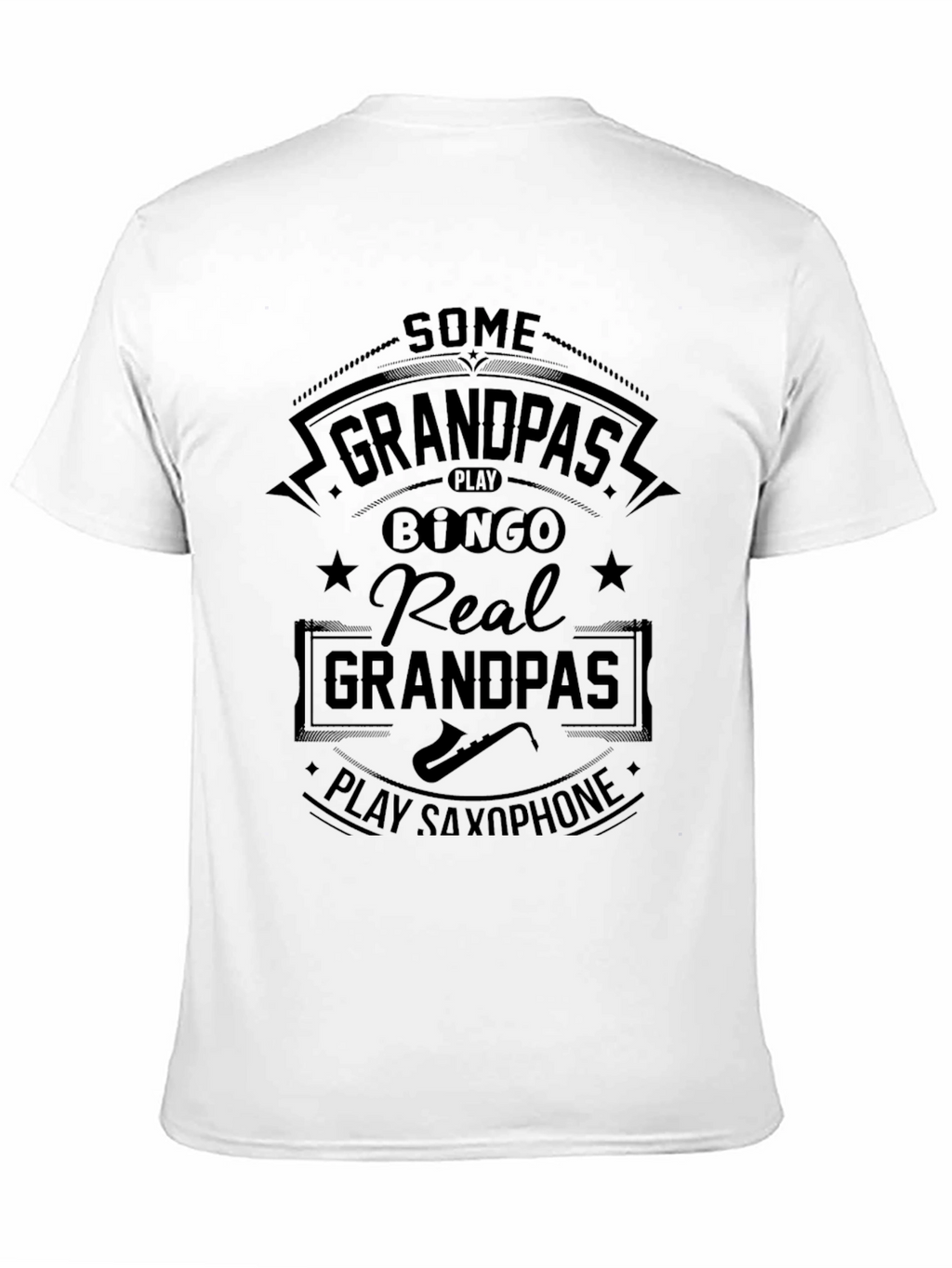 Real Grandpas Play Saxophone Black T-Shirt