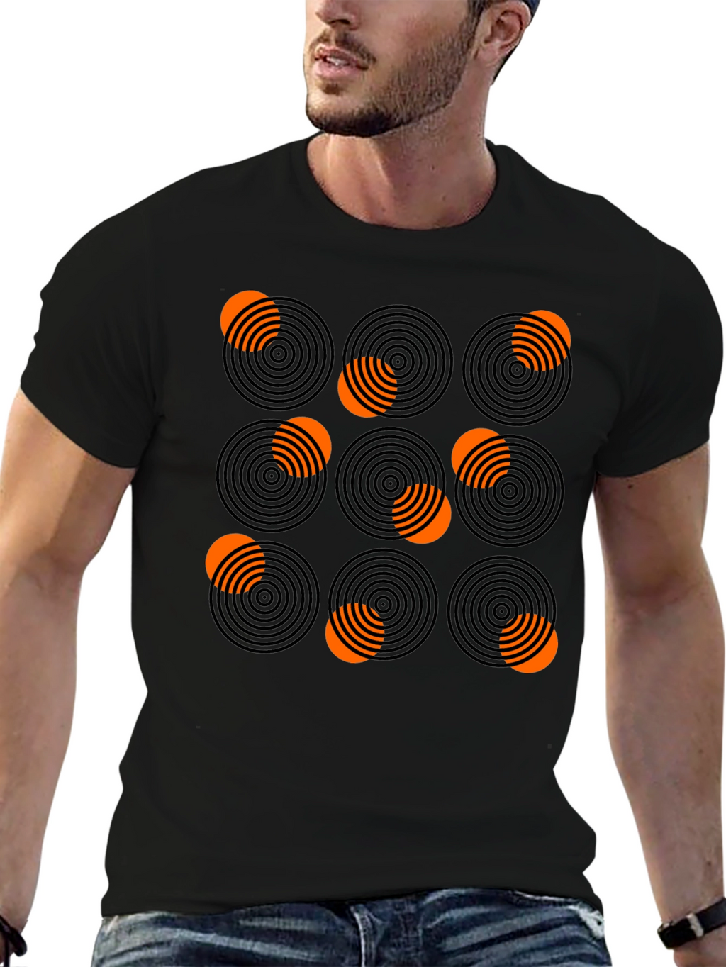 Abstract Circle Pattern Graphic Tee