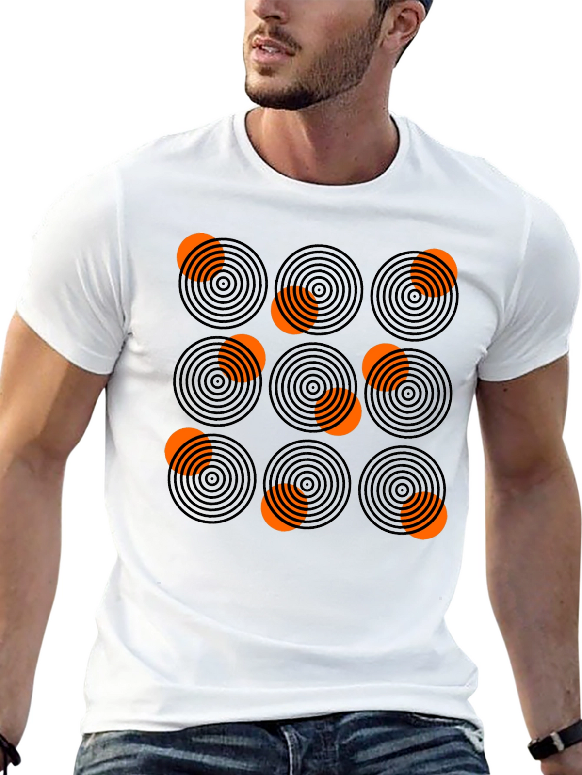 Abstract Circle Pattern Graphic Tee