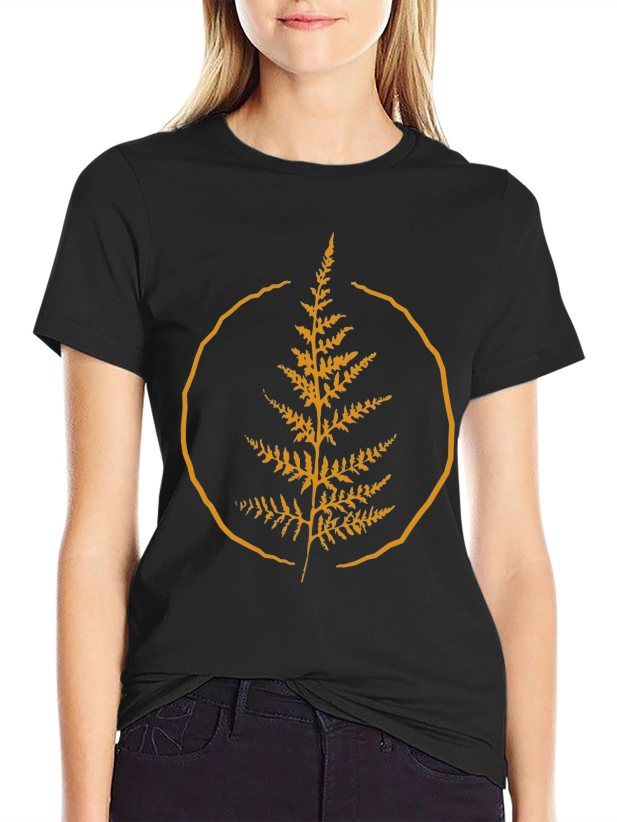 Nature Fern Graphic Tee - Stylish Black Shirt