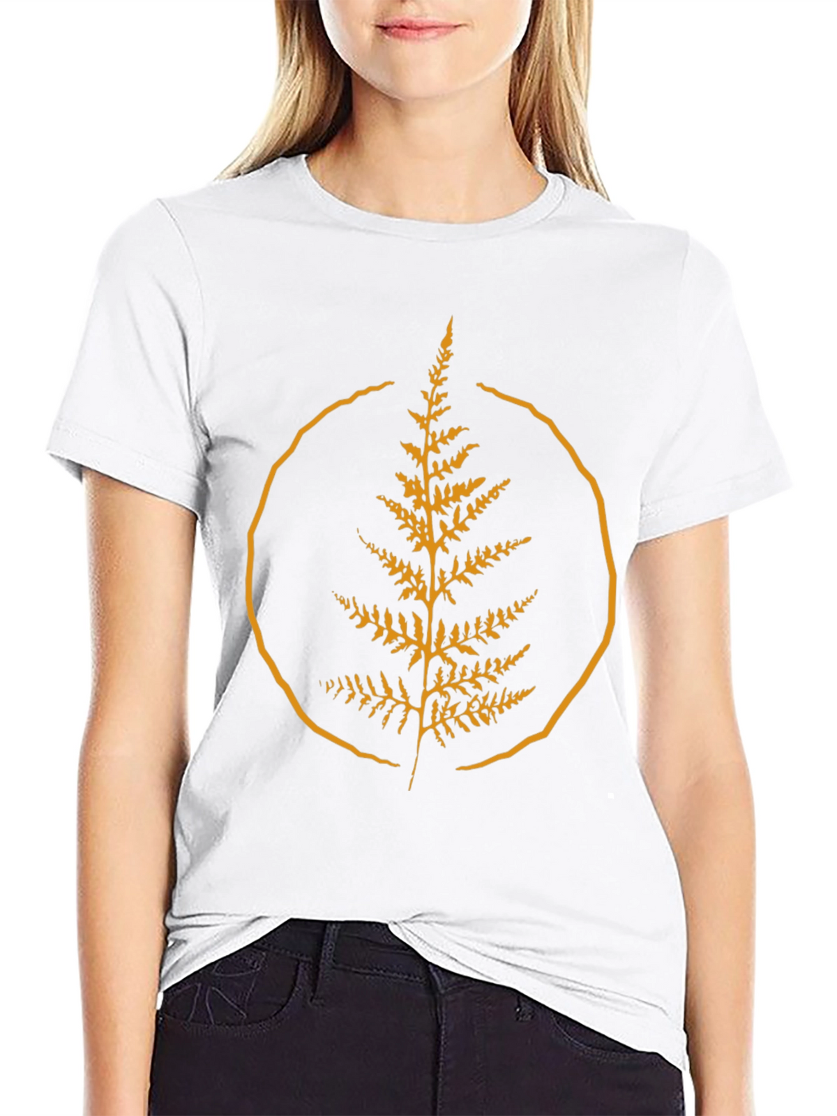Nature Fern Graphic Tee - Stylish Black Shirt