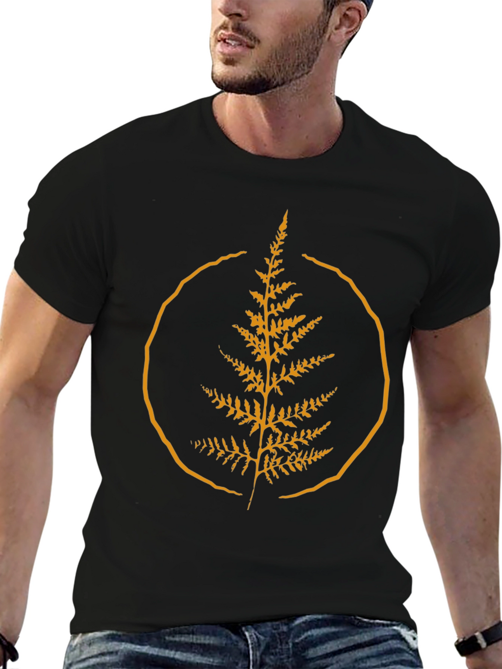 Nature Fern Graphic Tee - Stylish Black Shirt