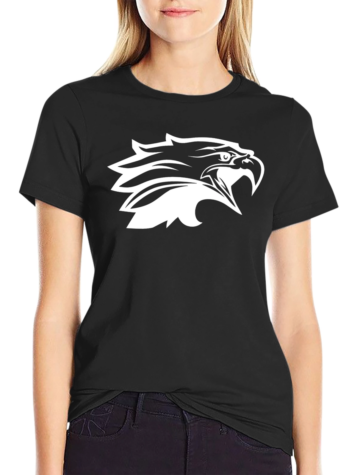 Black T-Shirt with Eagle Head Graphic