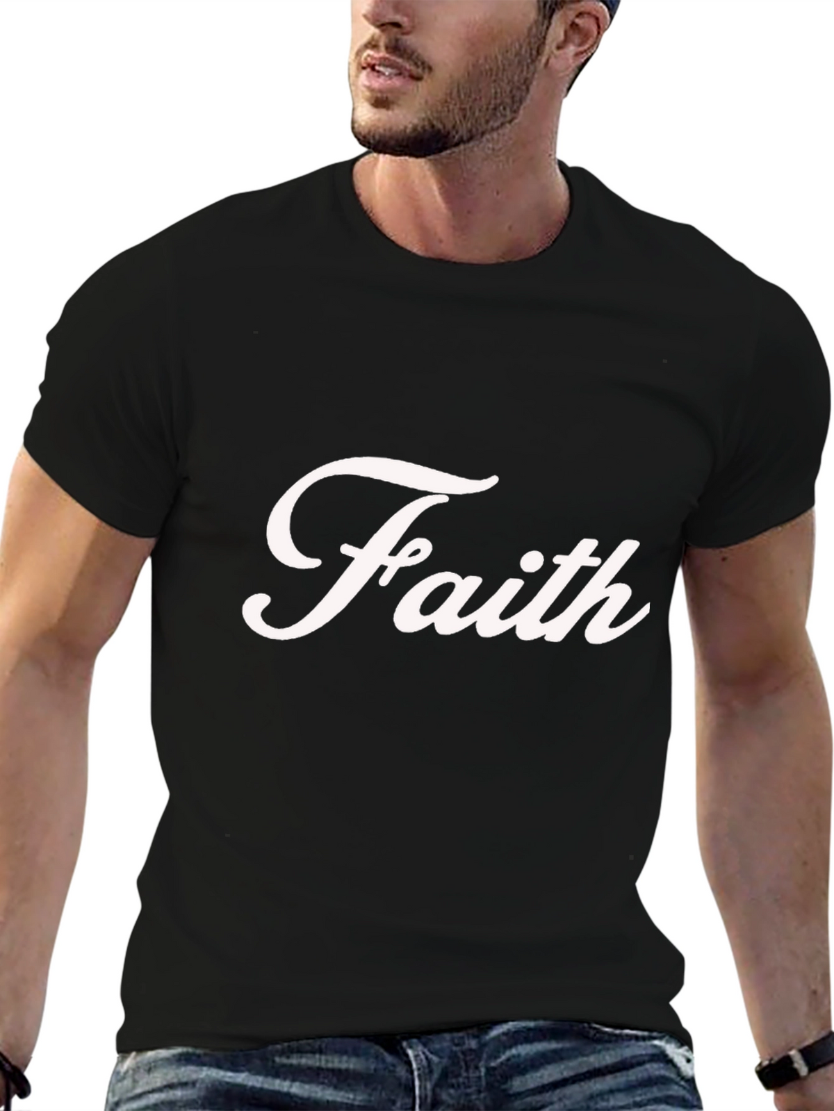 Faith Graphic Tee - Casual Black Cotton T-Shirt