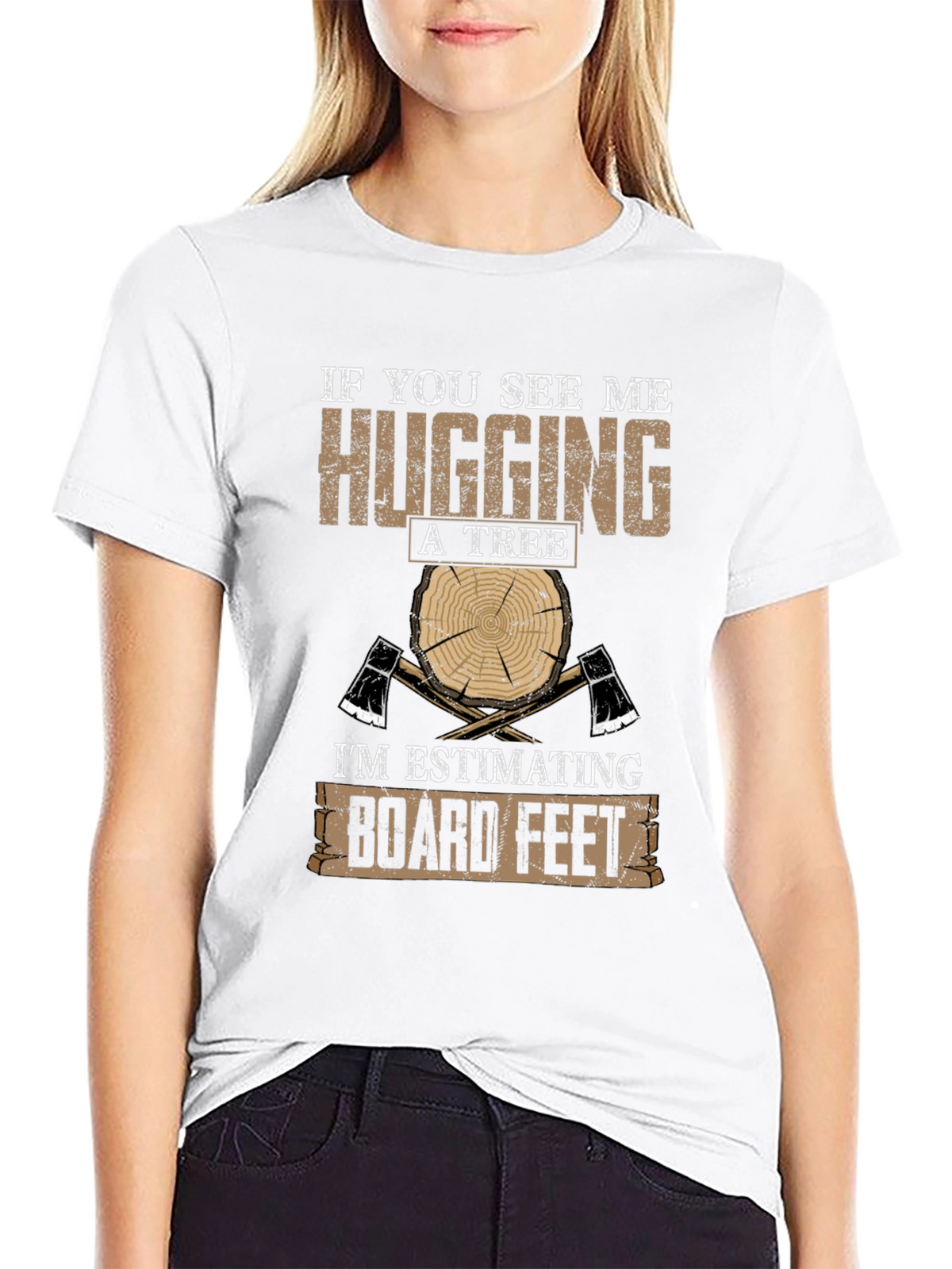 Humorous Lumberjack T-Shirt: Hugging A Tree