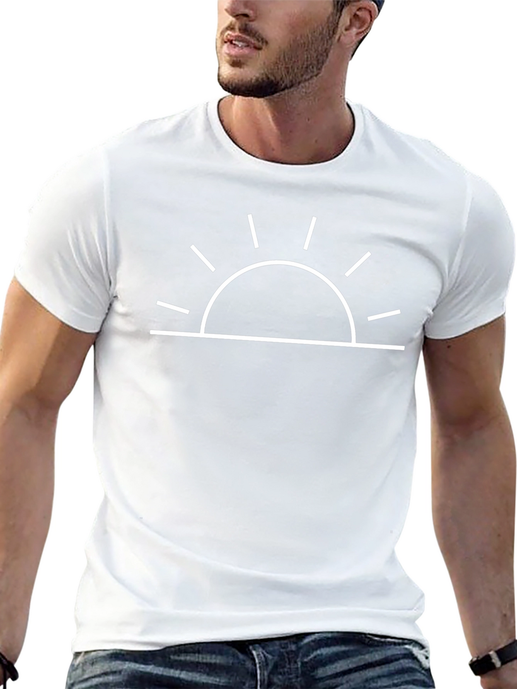 Minimalist Sunrise Graphic Tee - Black