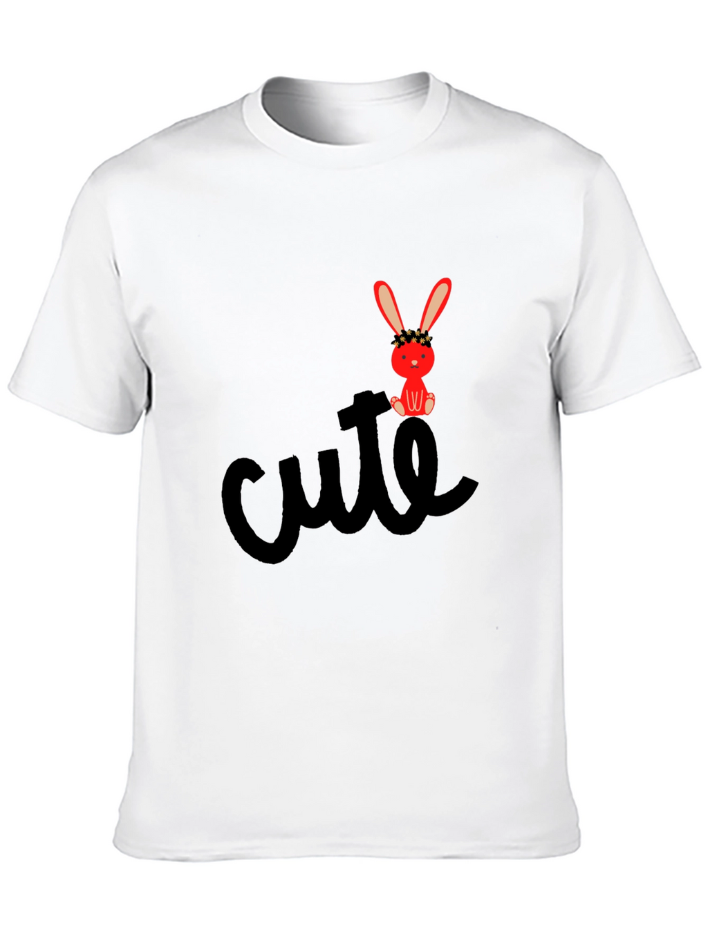 Cute Bunny Graphic Tee - Black Casual T-Shirt