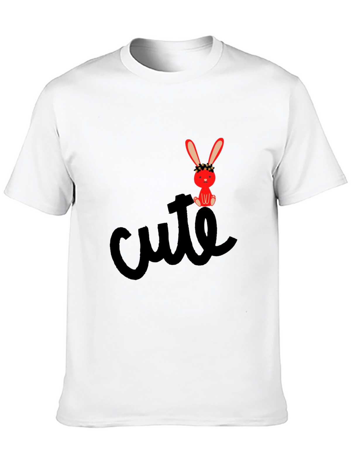 Cute Bunny Graphic Tee - Black Casual T-Shirt