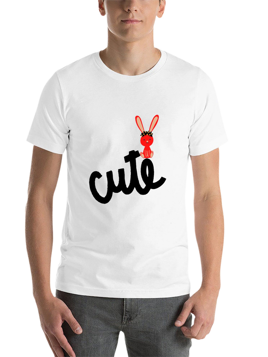 Cute Bunny Graphic Tee - Black Casual T-Shirt