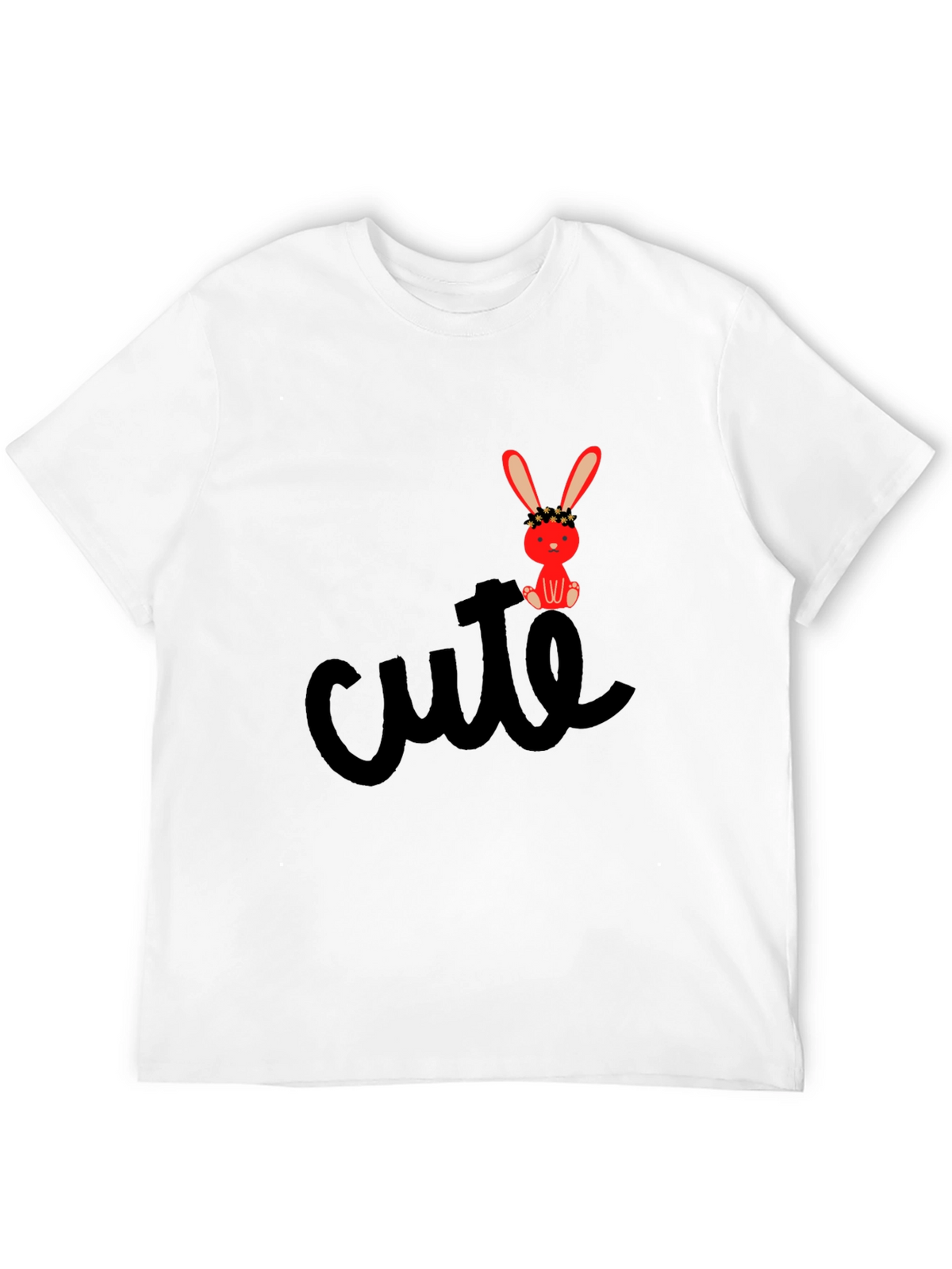 Cute Bunny Graphic Tee - Black Casual T-Shirt