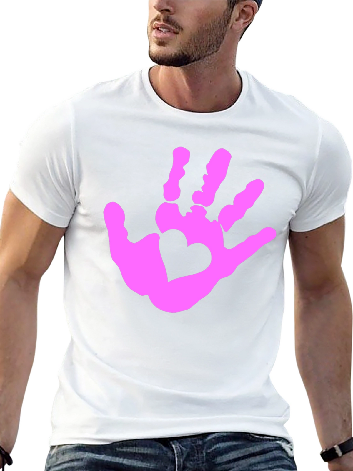 Heart Handprint Graphic Tee - Black