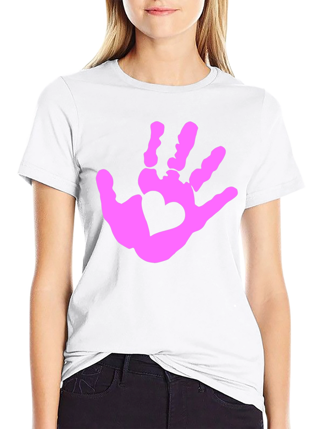 Heart Handprint Graphic Tee - Black