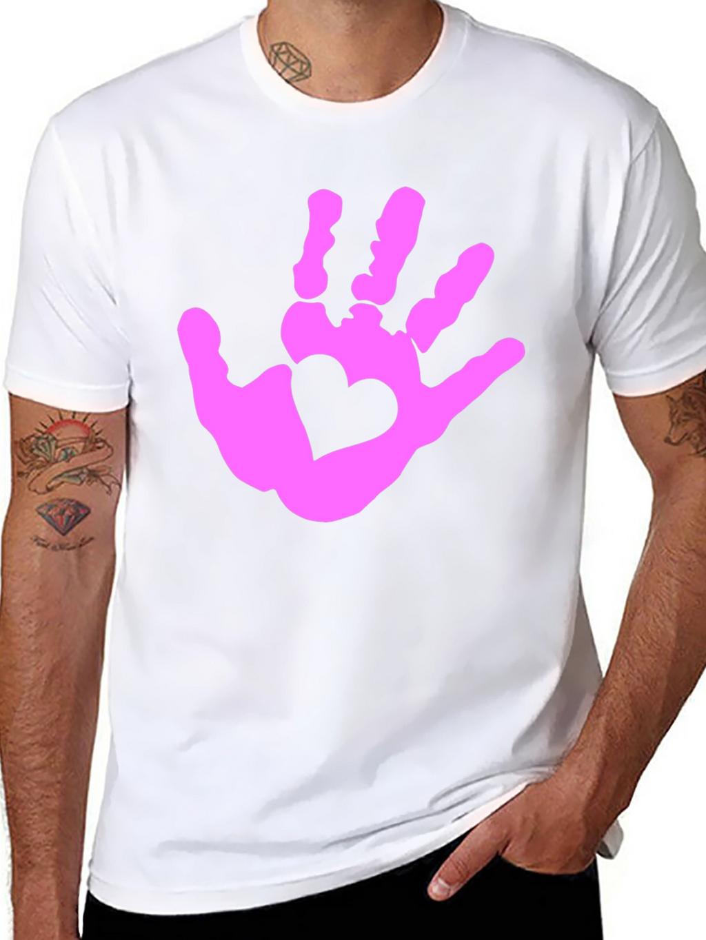 Heart Handprint Graphic Tee - Black