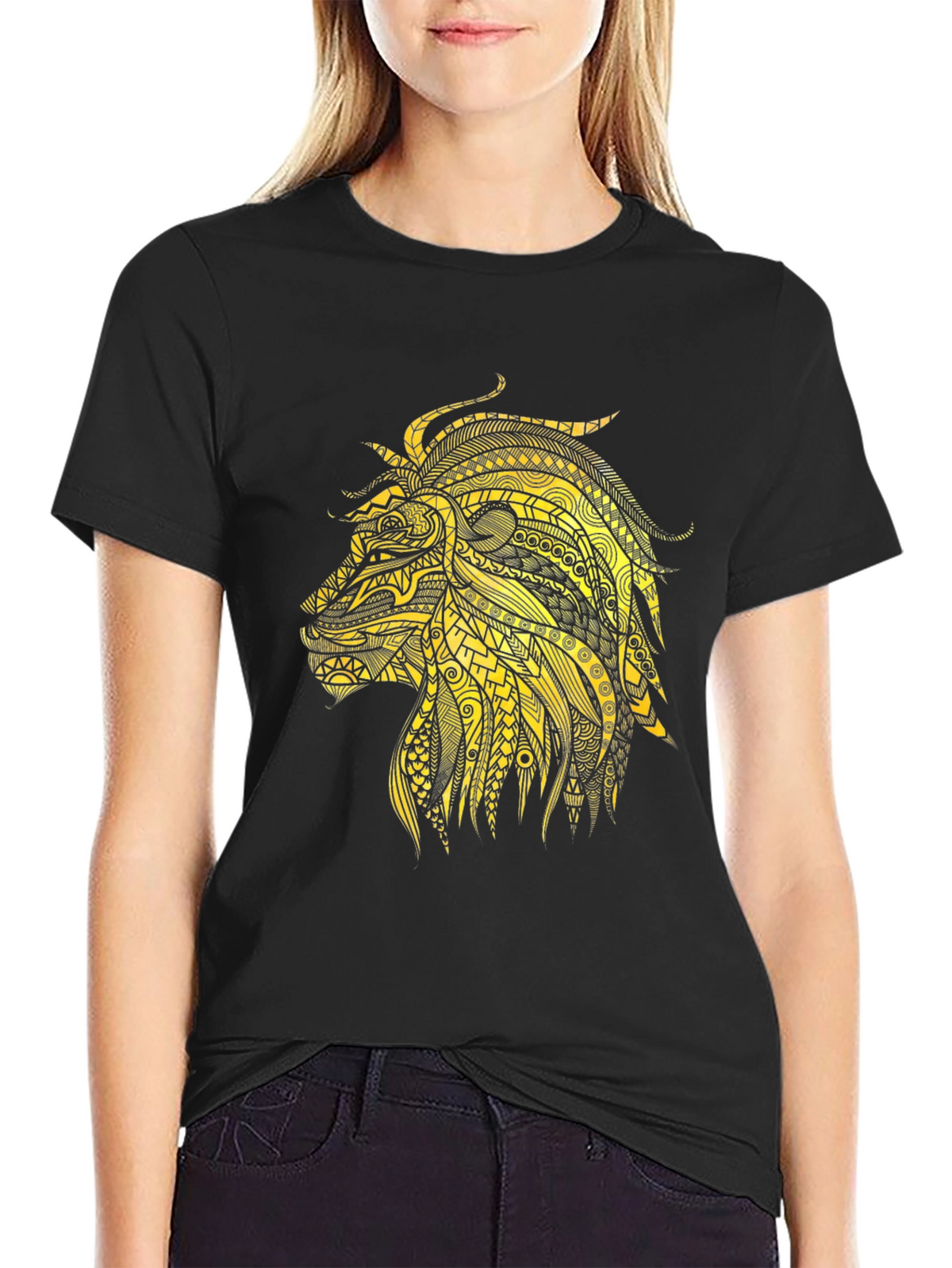 Lion Graphic Tee - Black Short Sleeve