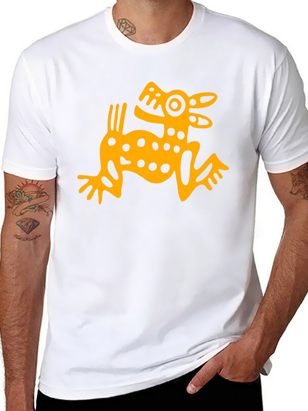 Aztec Dog Graphic T-Shirt - Black Menswear