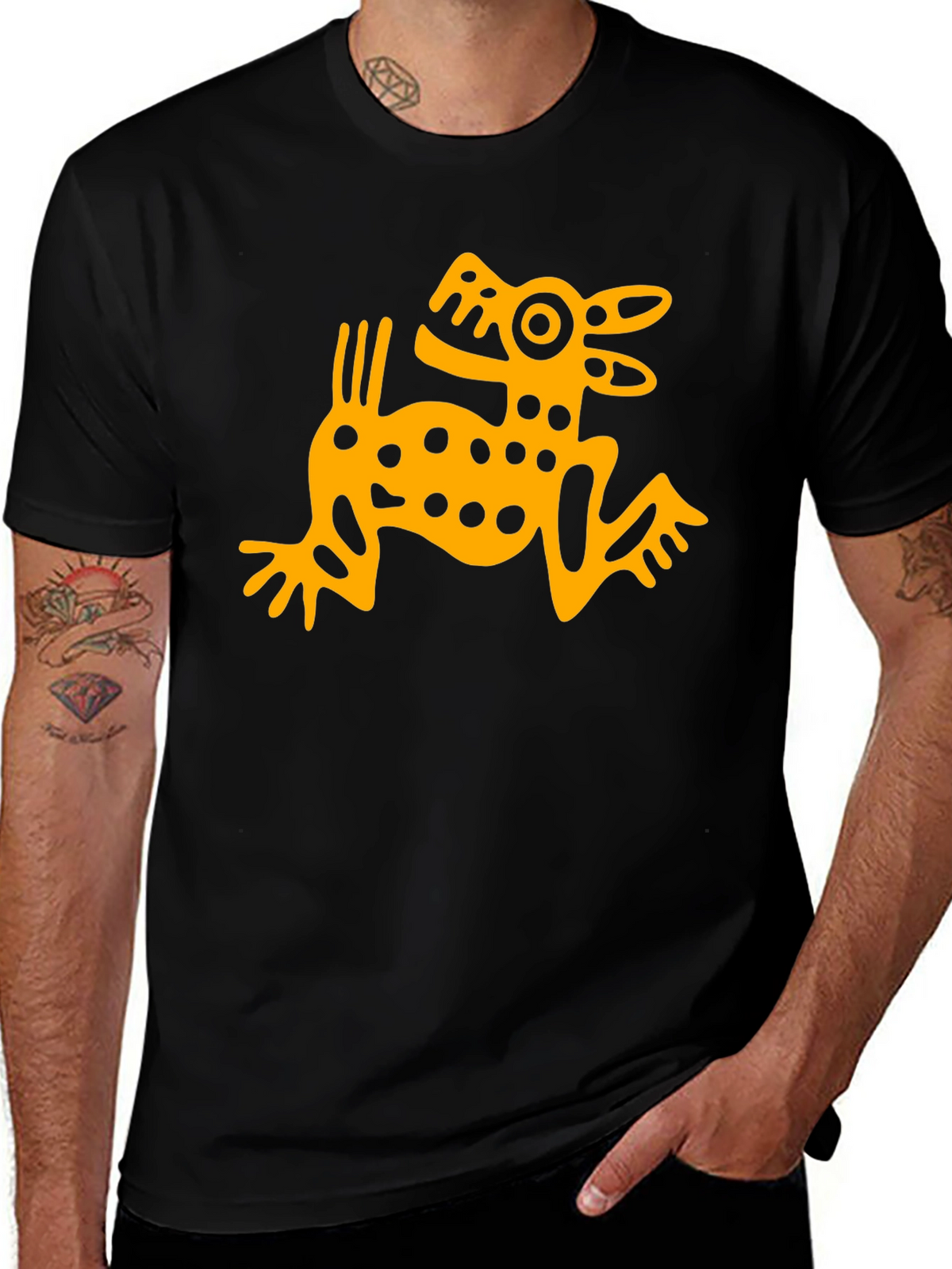 Aztec Dog Graphic T-Shirt - Black Menswear