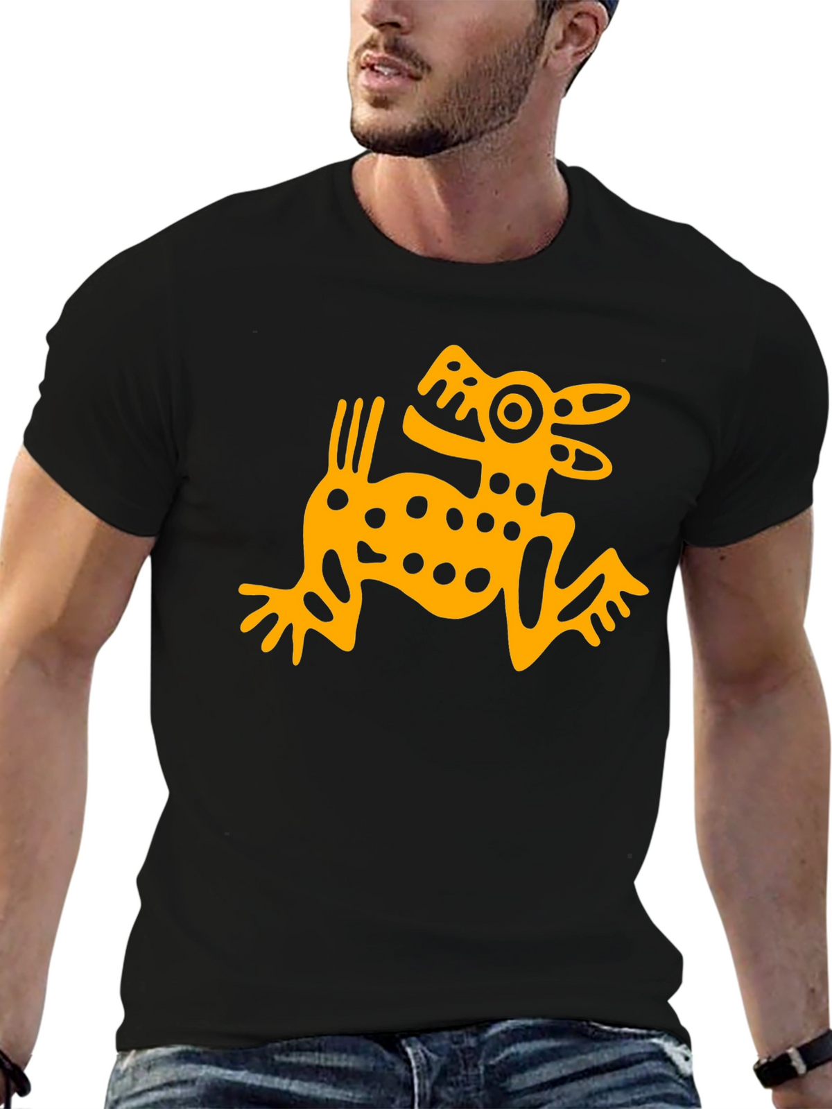 Aztec Dog Graphic T-Shirt - Black Menswear