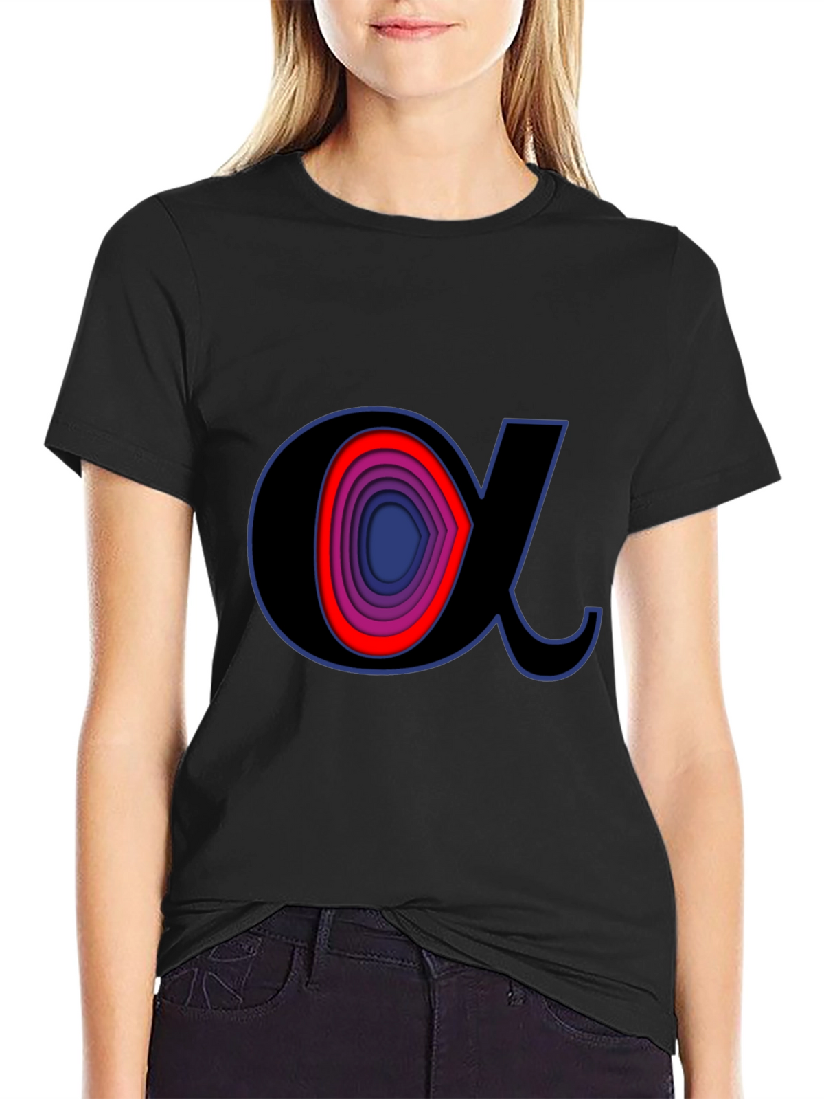 Alpha Symbol Graphic Tee - Stylish Black T-Shirt