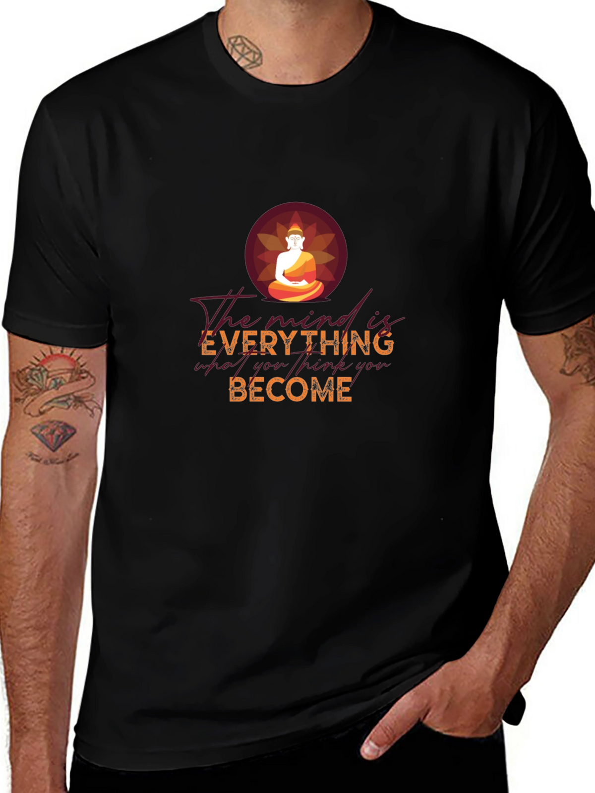 Mind is Everything Buddha Graphic Tee - Black