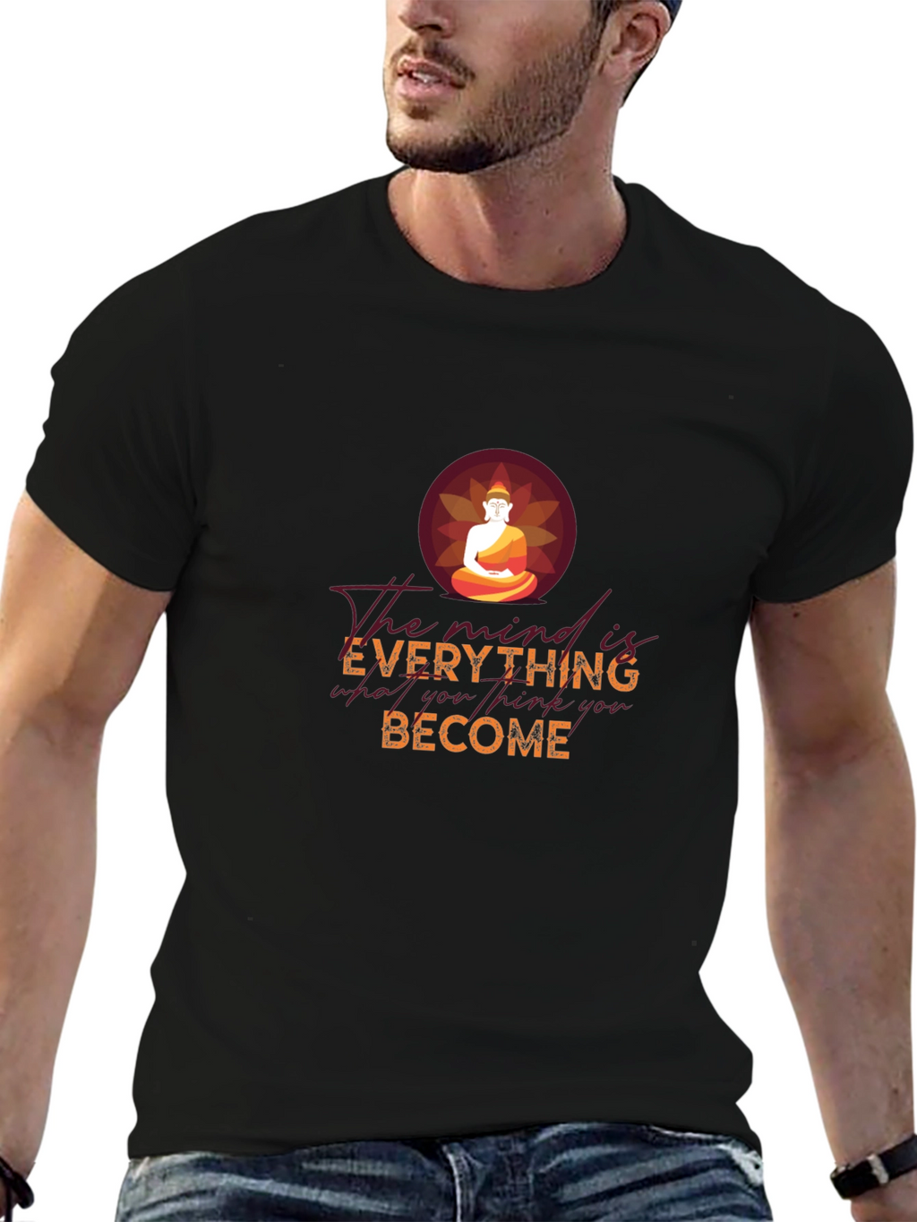 Mind is Everything Buddha Graphic Tee - Black