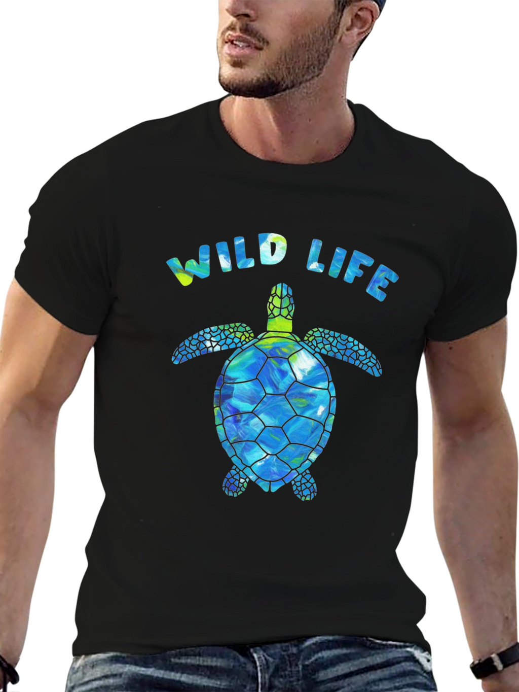 Wildlife Sea Turtle Graphic Tee - Black