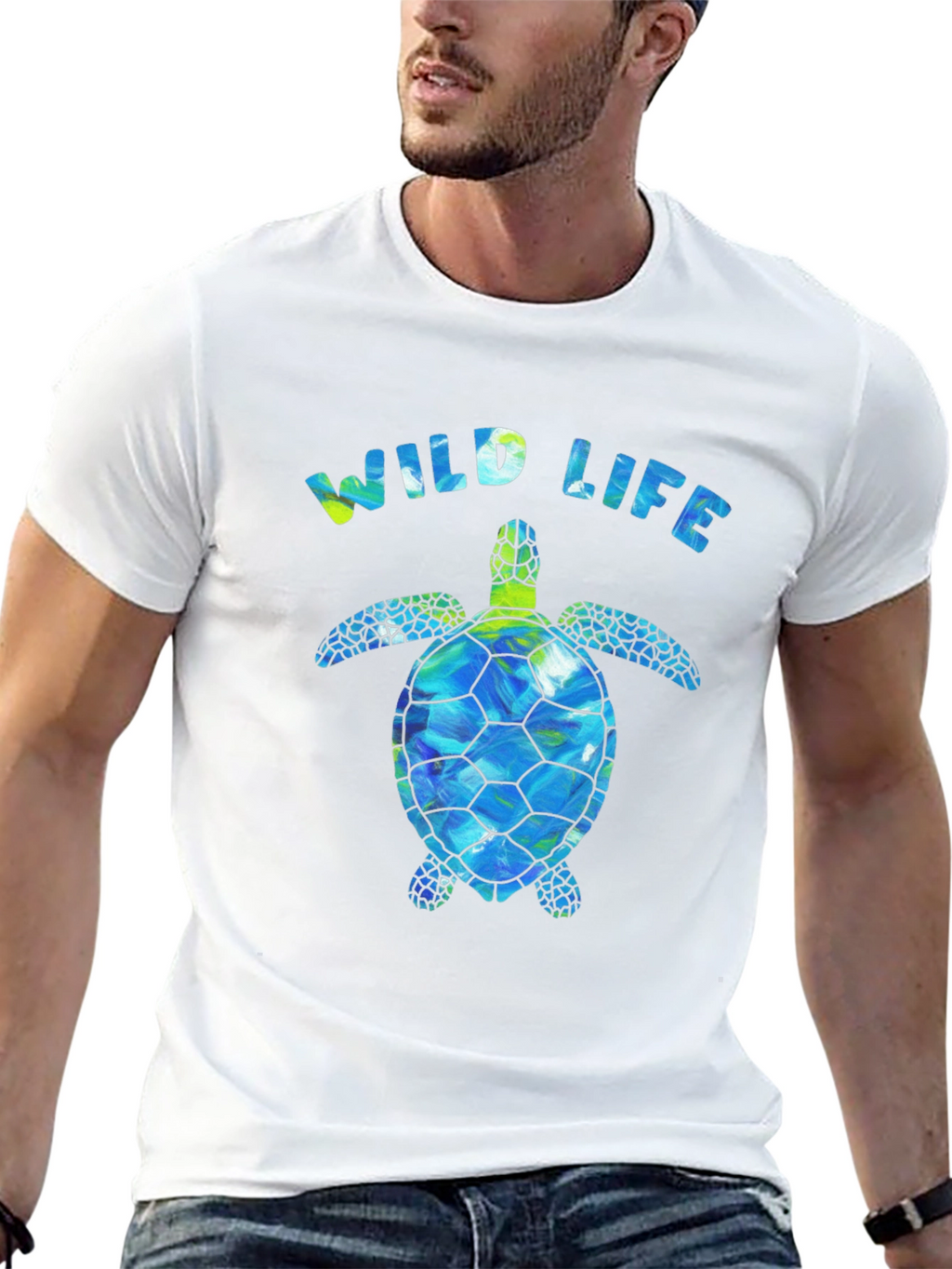 Wildlife Sea Turtle Graphic Tee - Black