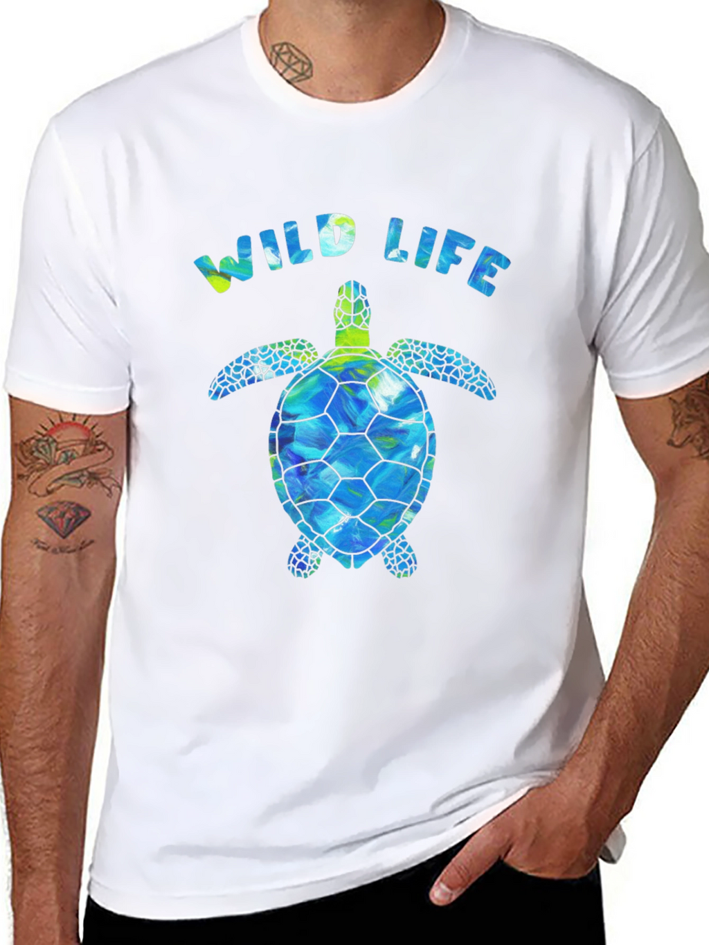 Wildlife Sea Turtle Graphic Tee - Black
