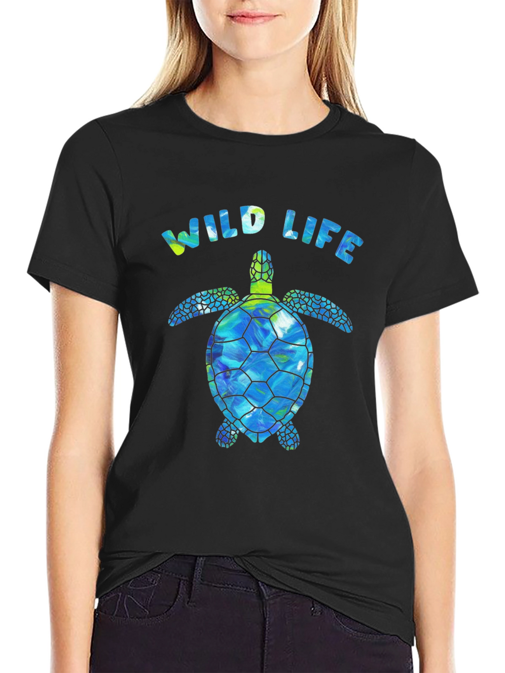 Wildlife Sea Turtle Graphic Tee - Black