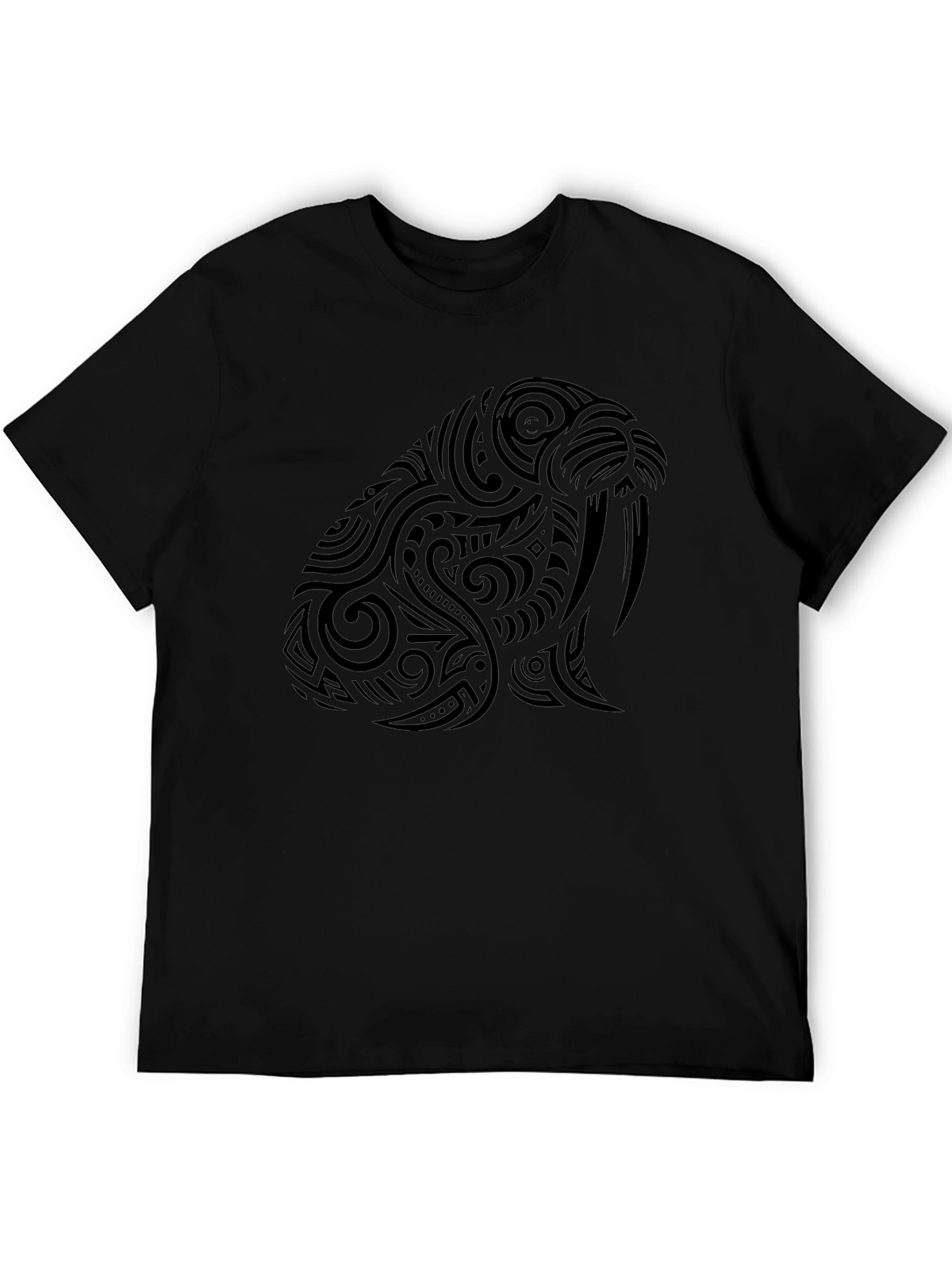 Tribal Walrus Graphic Tee - Black Cotton T-Shirt