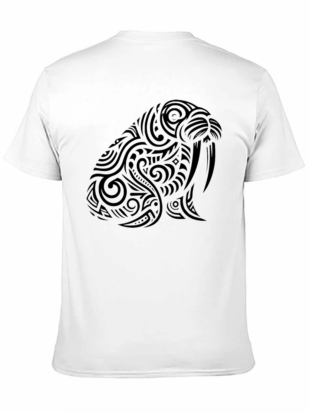Tribal Walrus Graphic Tee - Black Cotton T-Shirt
