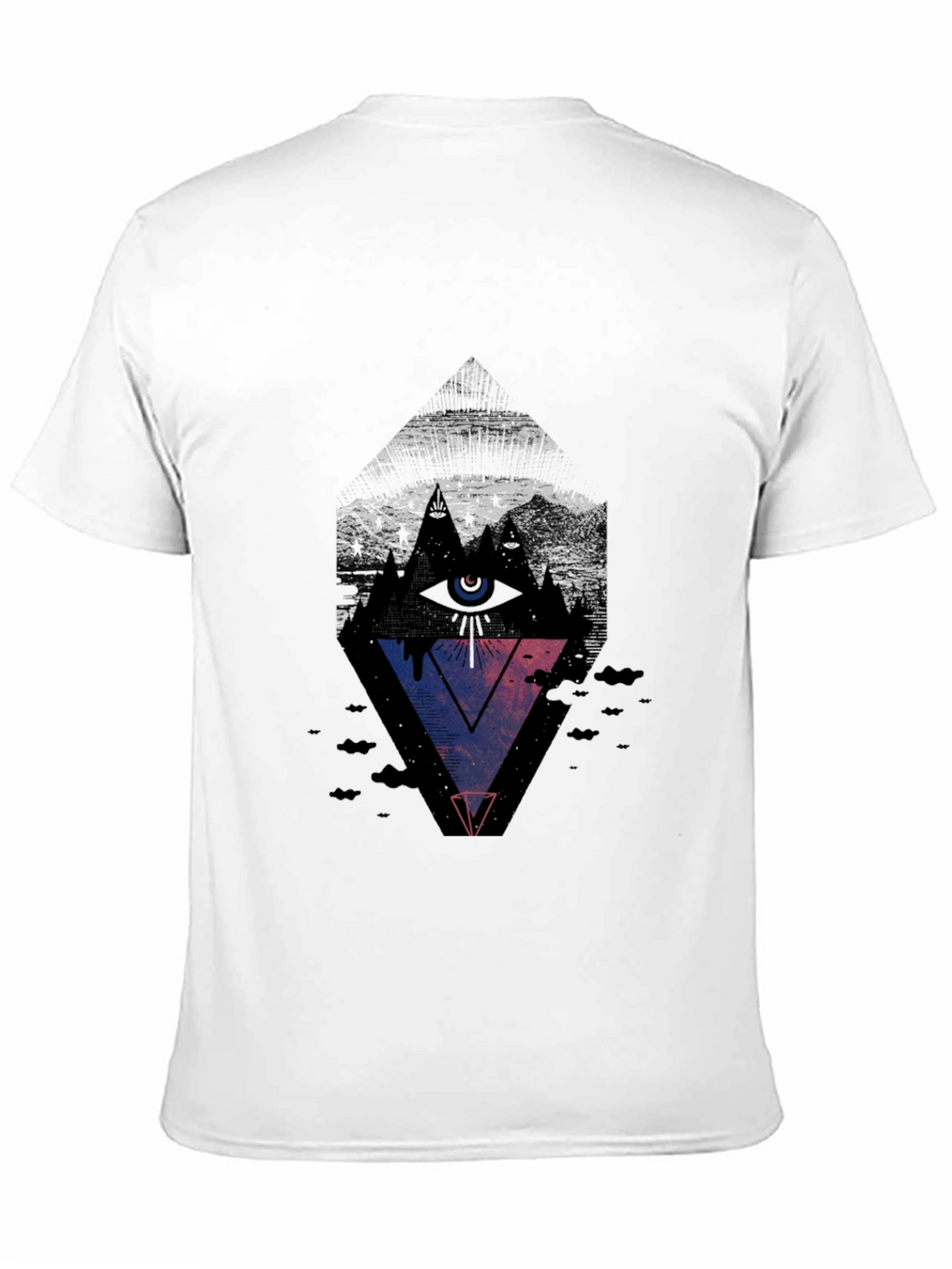 Mens Black Graphic Tee - Eye Pyramid Design