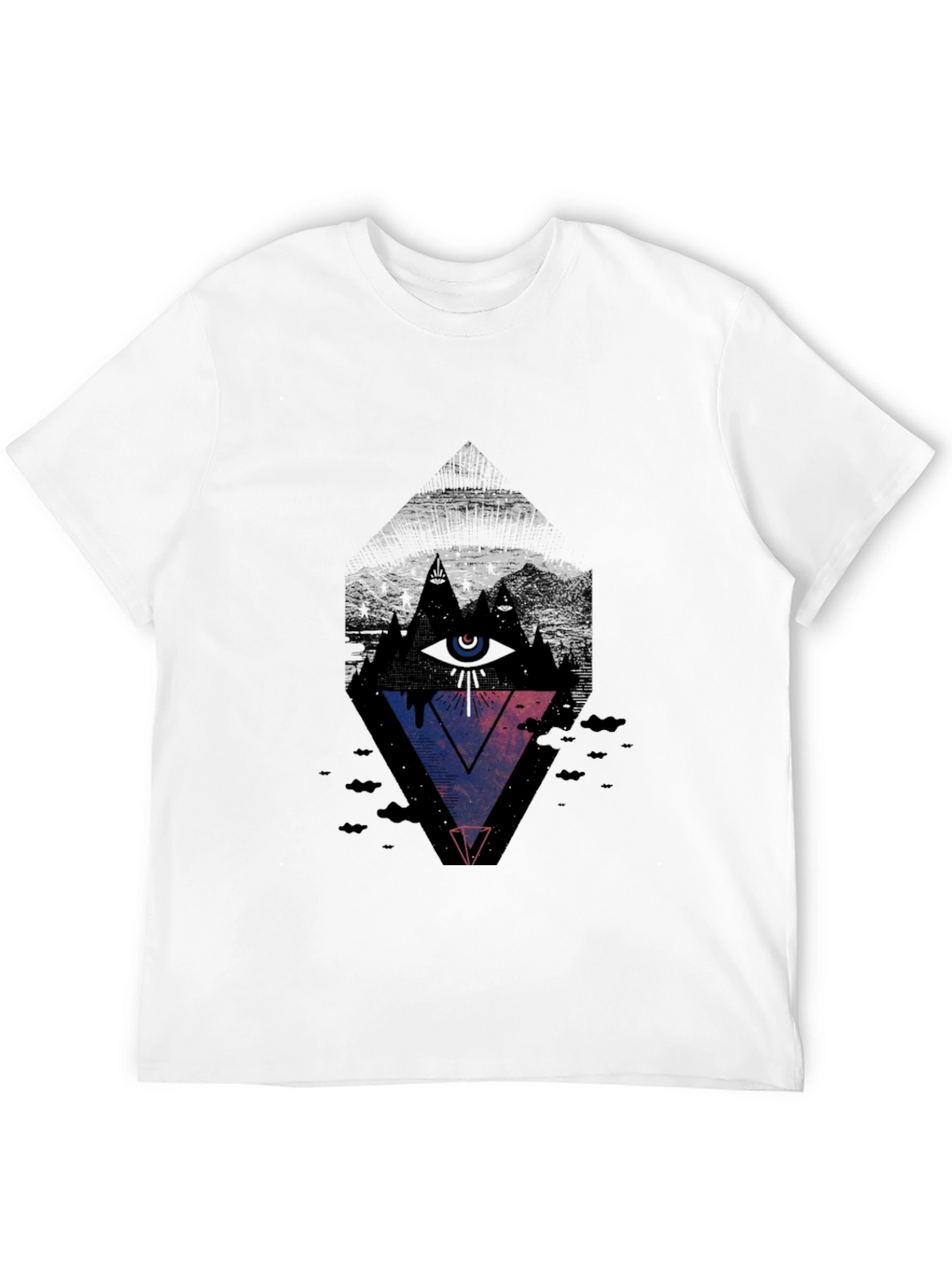 Mens Black Graphic Tee - Eye Pyramid Design