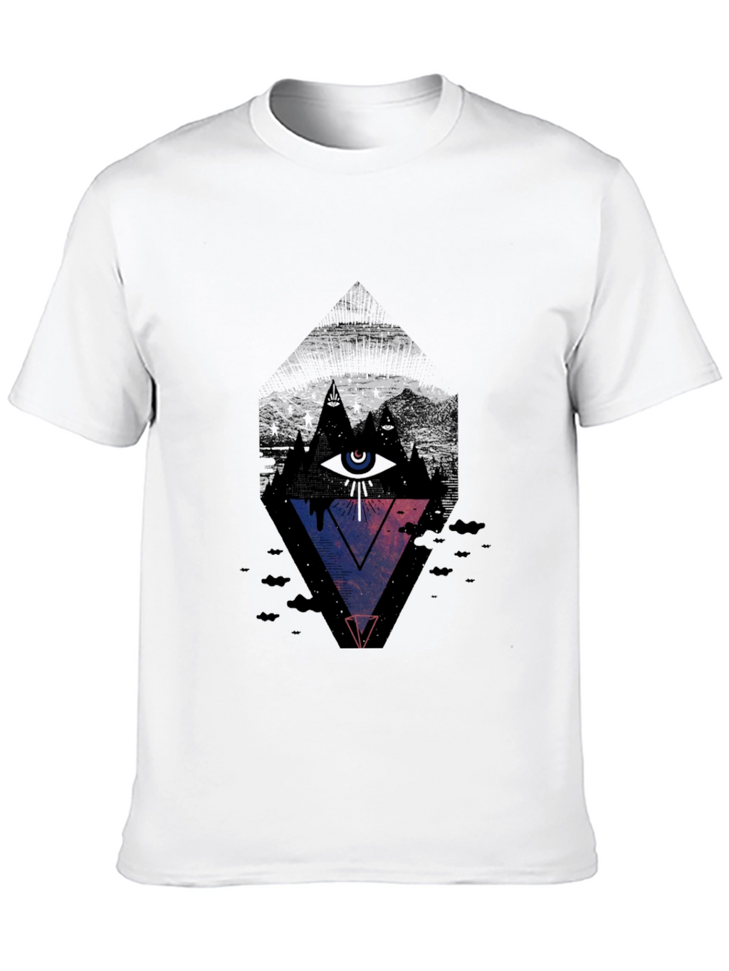 Mens Black Graphic Tee - Eye Pyramid Design