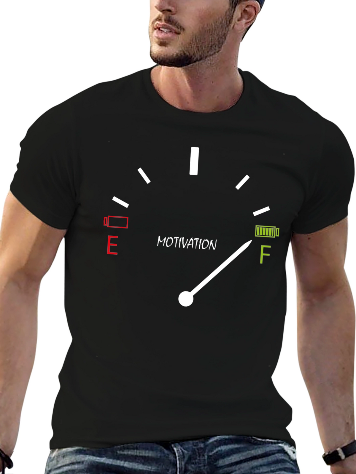 Motivation Gauge T-Shirt - Full Battery Funny Tee