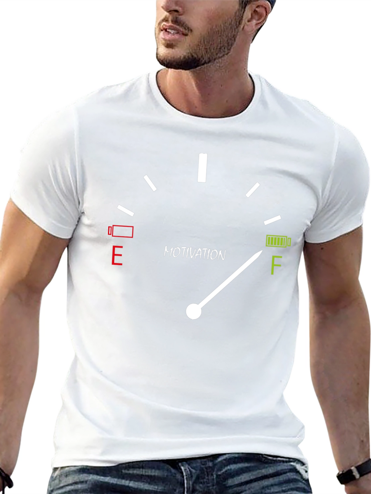 Motivation Gauge T-Shirt - Full Battery Funny Tee