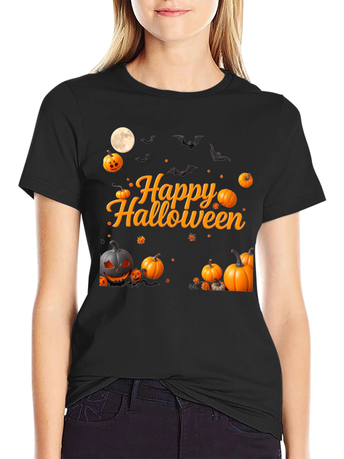 Happy Halloween Pumpkin Bats T-Shirt