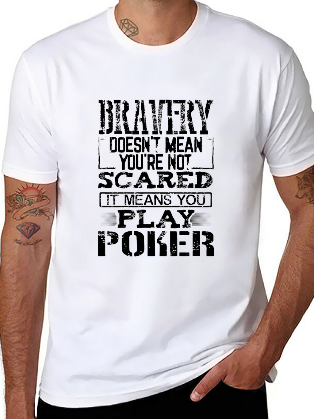 Bravery Poker Graphic Tee - Bold Statement T-Shirt