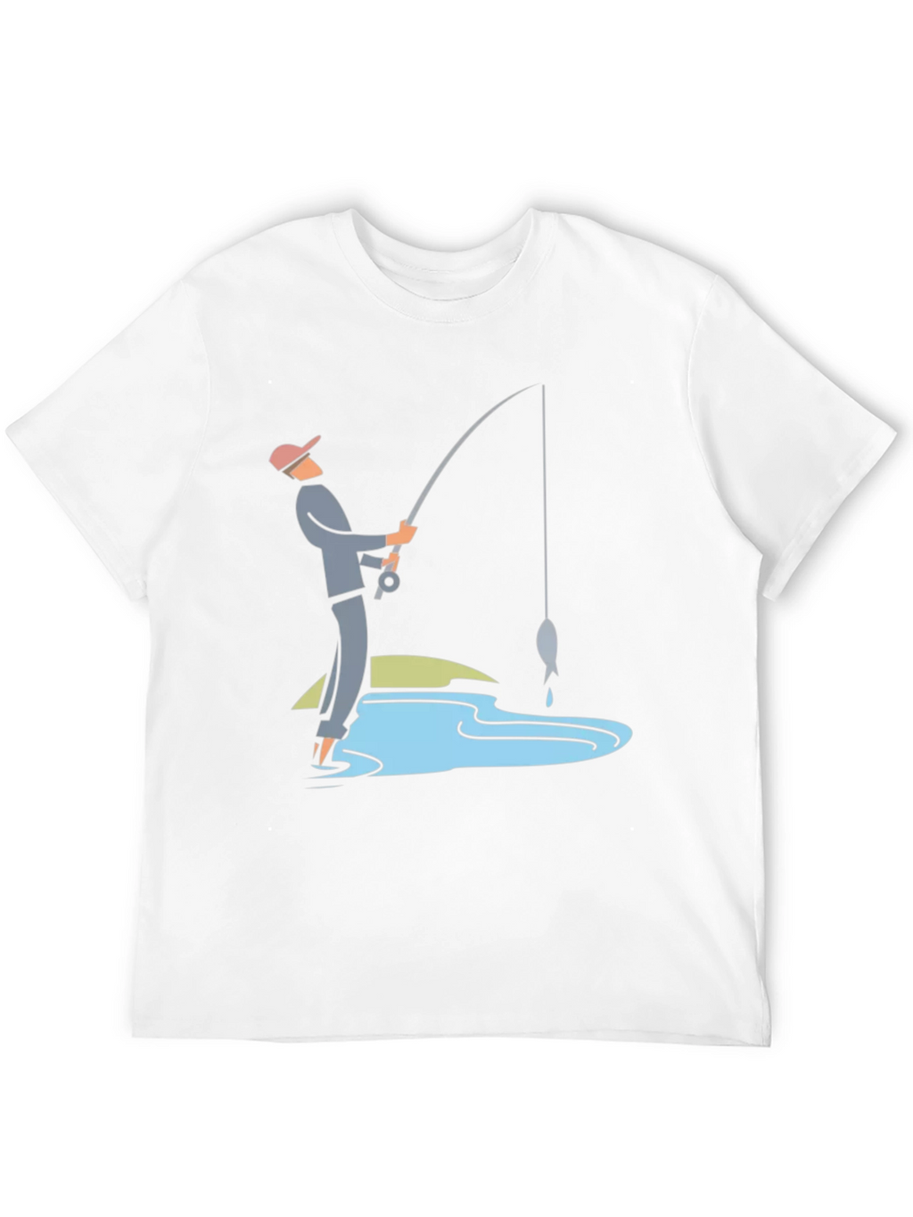Fishing Graphic Tee - Black Cotton Casual Shirt