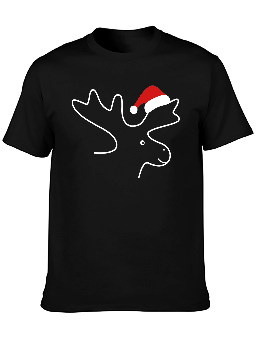 Moose with Santa Hat T-Shirt - Holiday Season