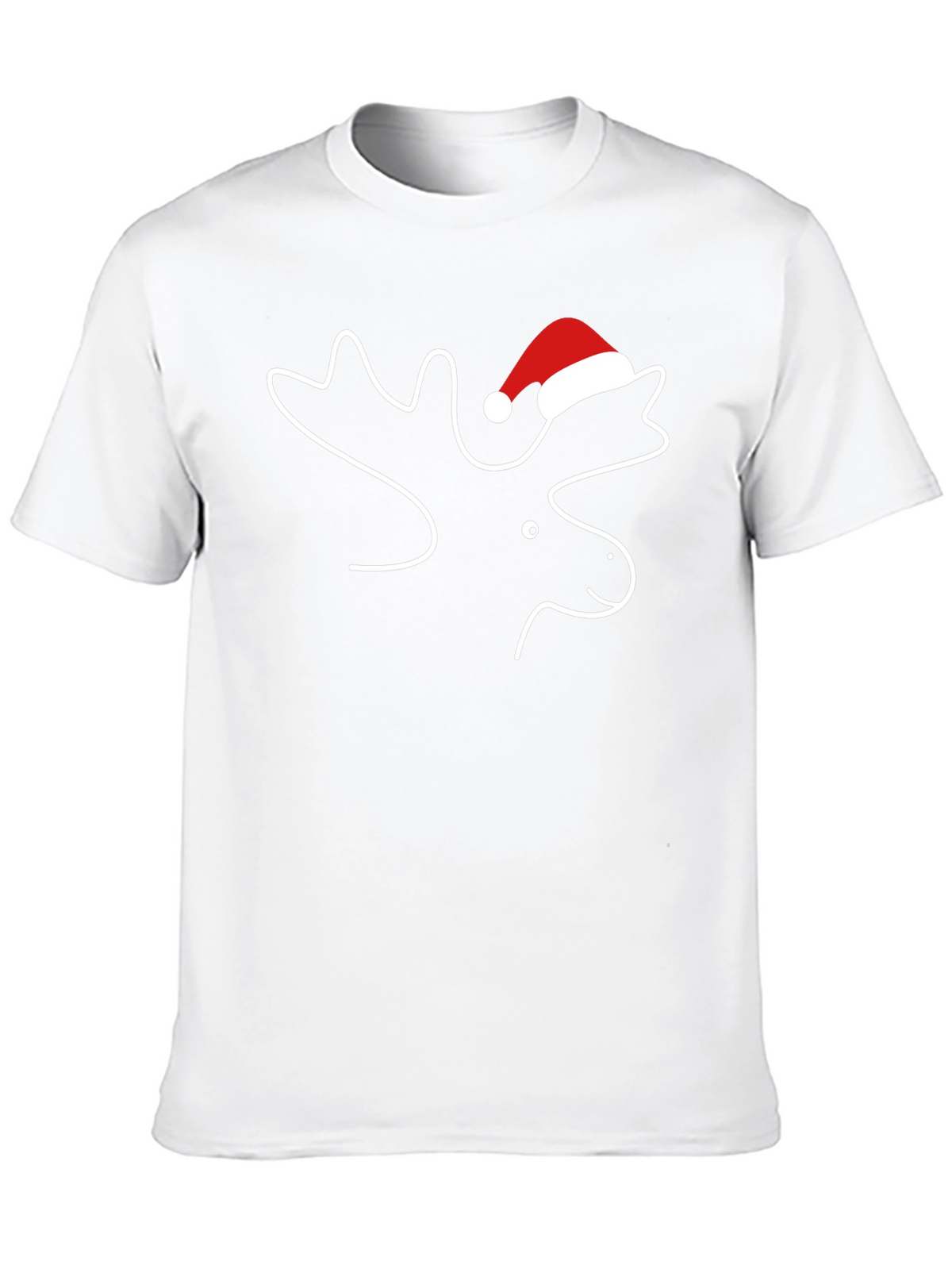 Moose with Santa Hat T-Shirt - Holiday Season
