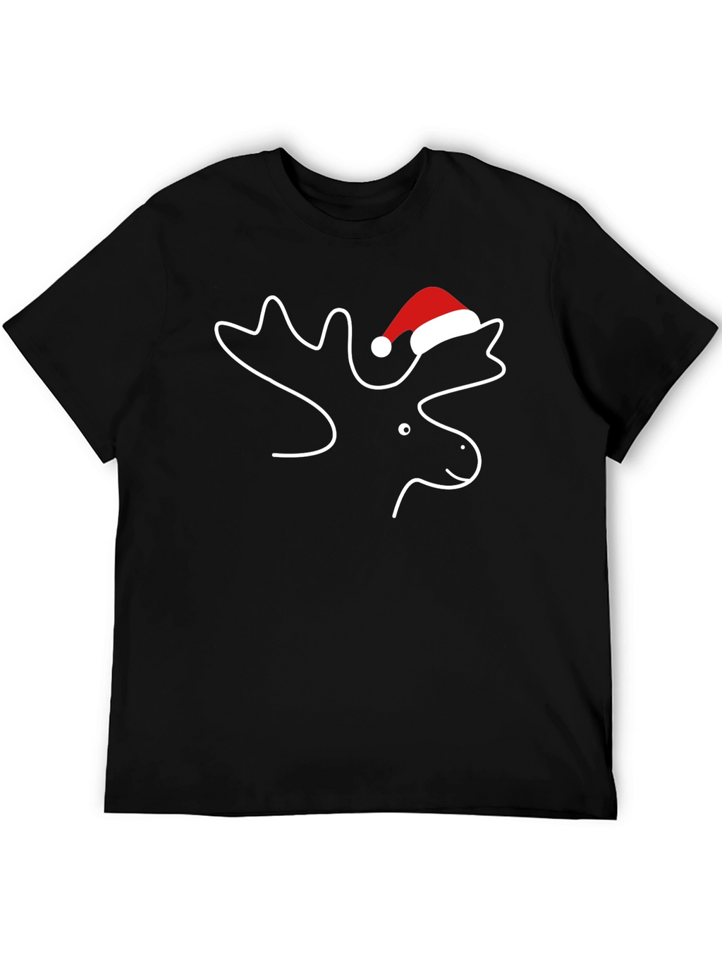 Moose with Santa Hat T-Shirt - Holiday Season