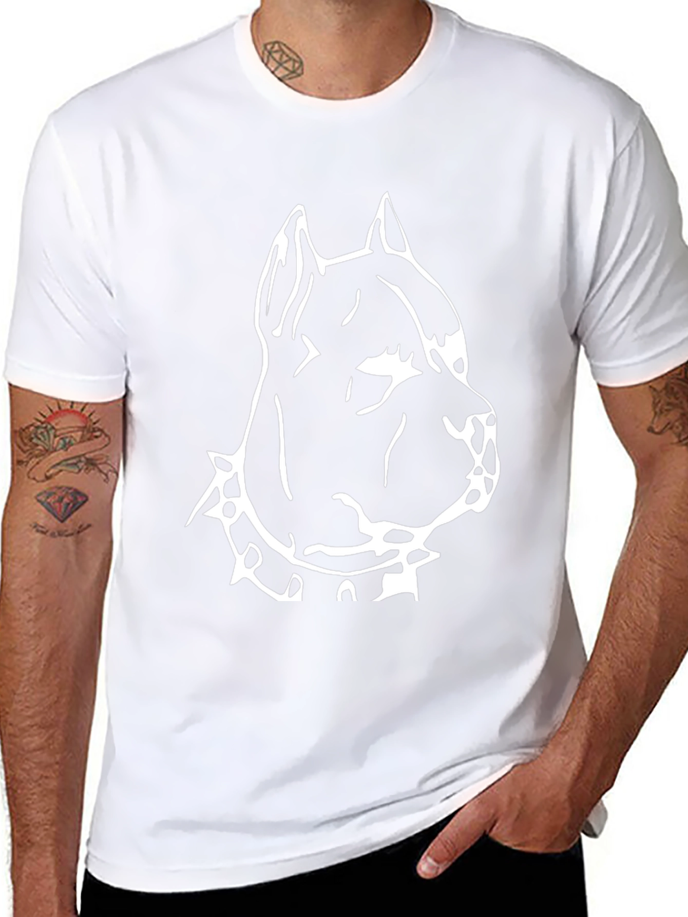 Black T-Shirt with Pitbull Dog Graphic