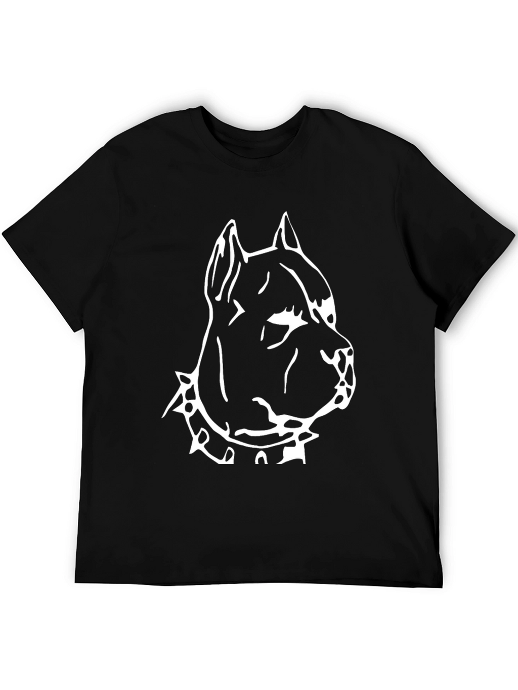 Black T-Shirt with Pitbull Dog Graphic