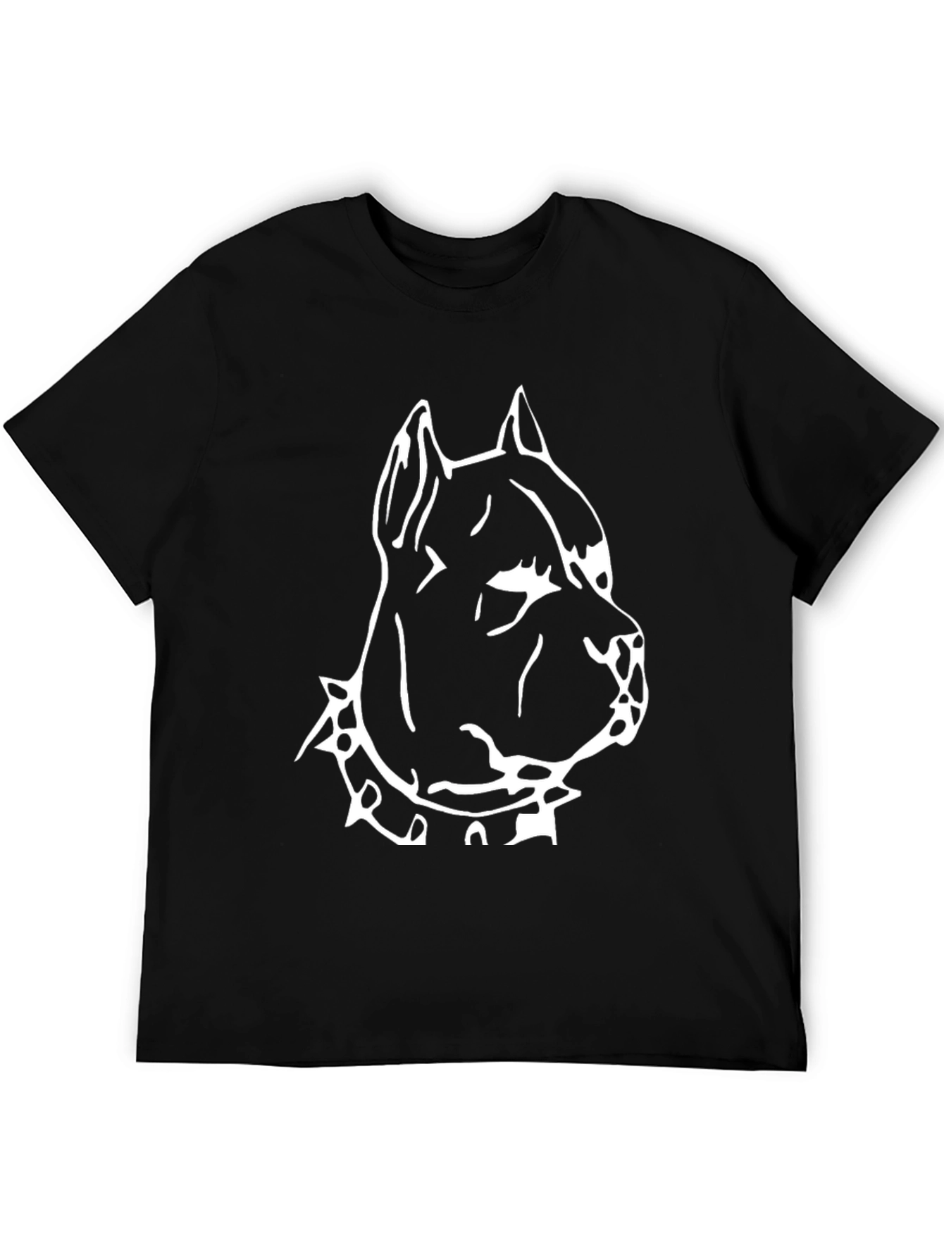 Black T-Shirt with Pitbull Dog Graphic