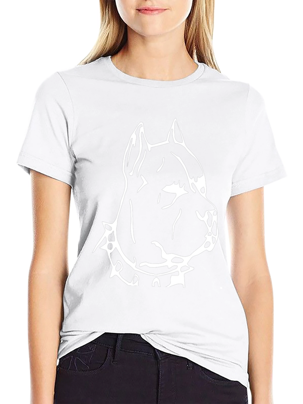 Black T-Shirt with Pitbull Dog Graphic