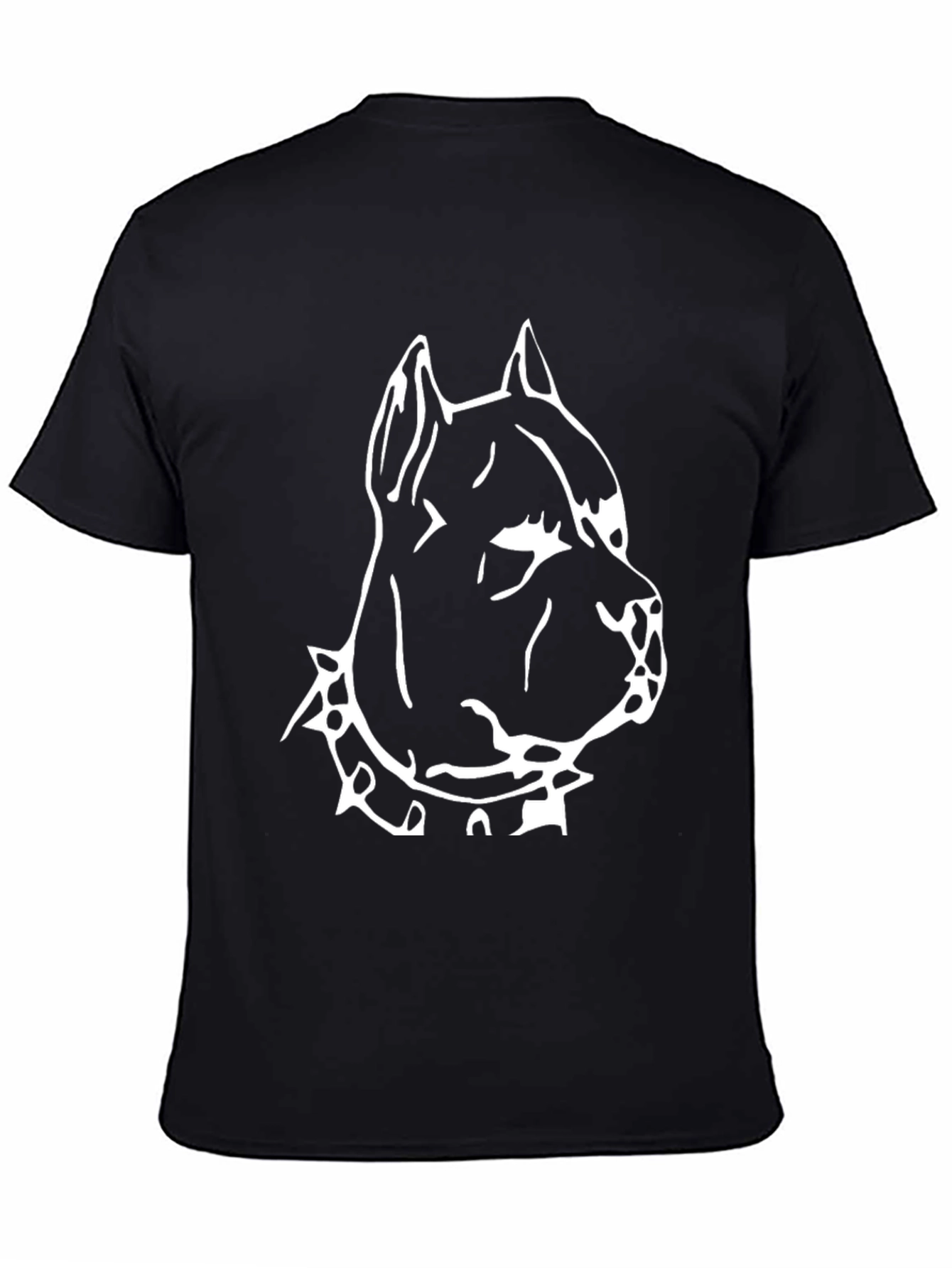 Black T-Shirt with Pitbull Dog Graphic