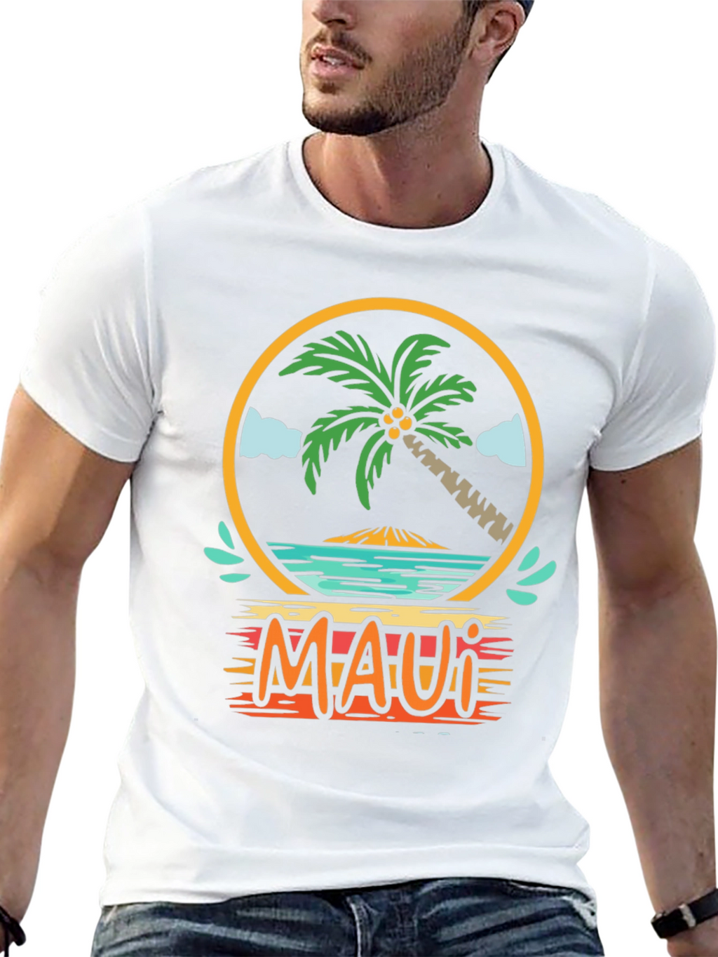 Maui Graphic T-Shirt Palm Tree Island Vacation Tee