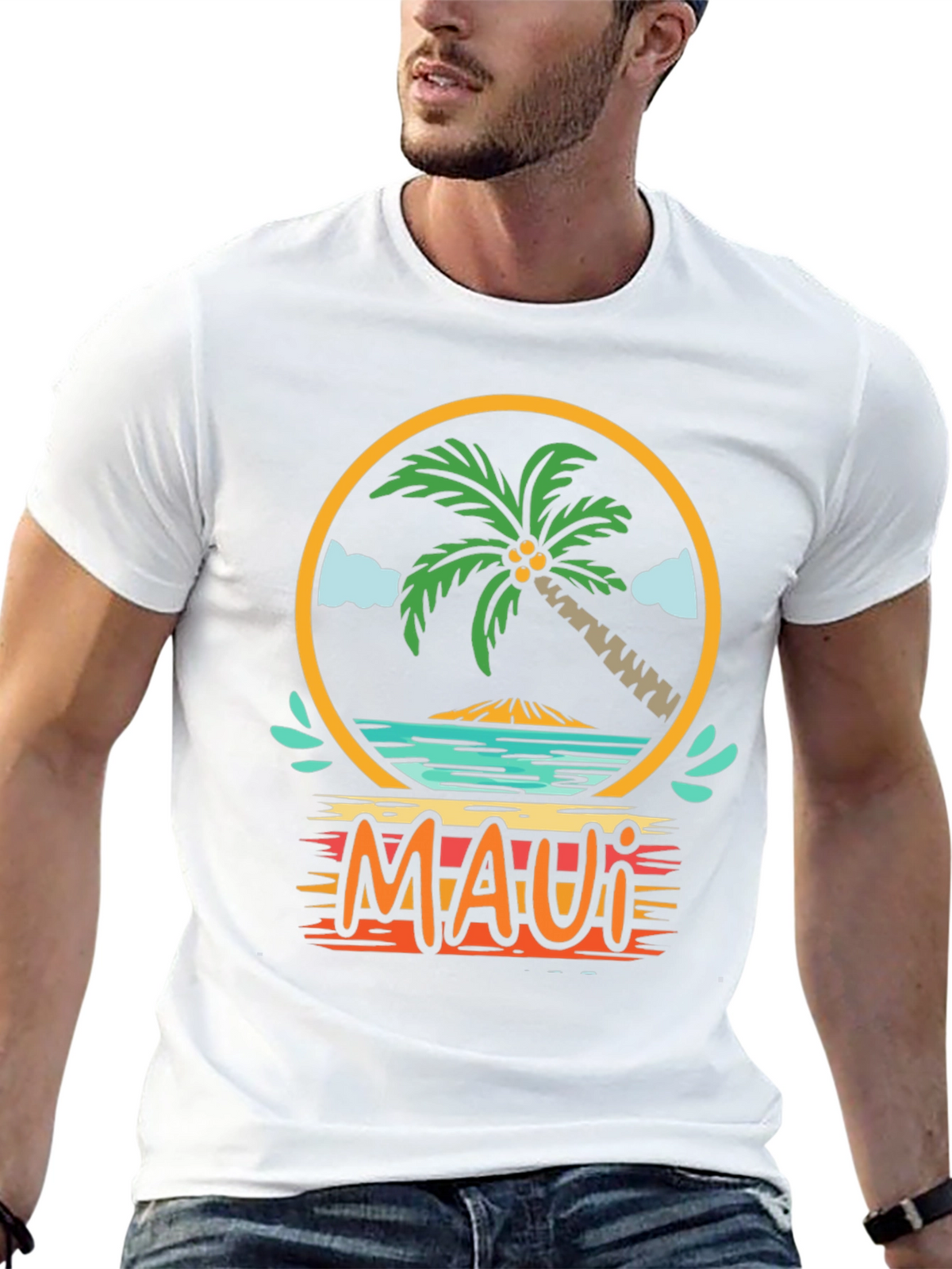 Maui Graphic T-Shirt Palm Tree Island Vacation Tee
