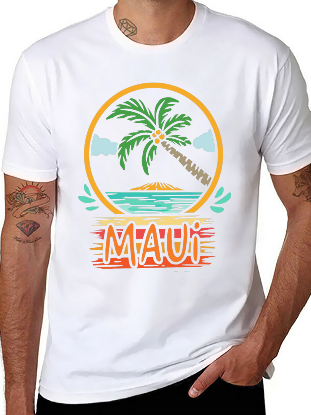 Maui Graphic T-Shirt Palm Tree Island Vacation Tee